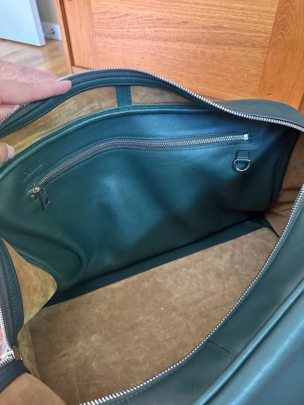 LOEWE Leather Boston / Weekender Travel Bag – Forest Green (RARE) with Dust Bag - Picture 3 of 14